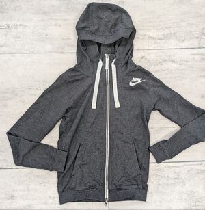 Nike Y2K Women's Grey Full Zip Hooded Jacket Size XS